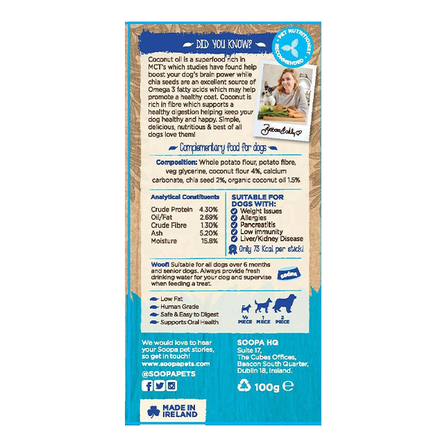 Soopa Dental Sticks Coconut & Chia Seed - Thumper’s Pet Supplies