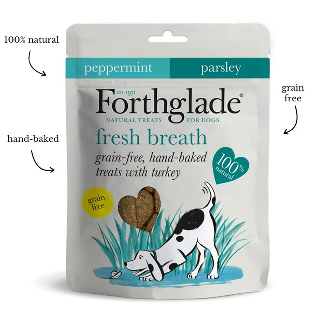Forthglade Fresh Breath Grain Free, Hand Baked Treats with Turkey, Peppermint & Parsley - Thumper’s Pet Supplies