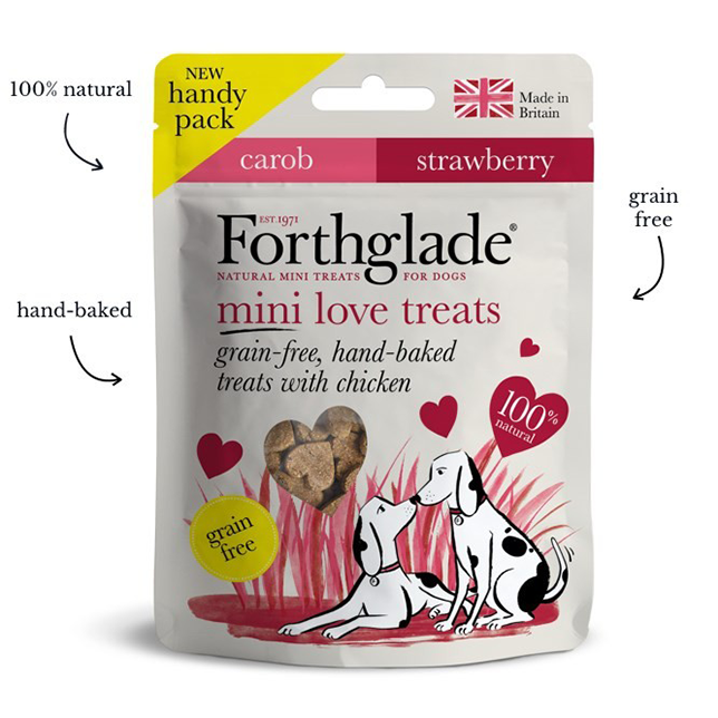 Forthglade Mini Love Treats Grain Free, Hand Baked Treats with Chicken, Carob &amp; Strawberry - Thumper’s Pet Supplies